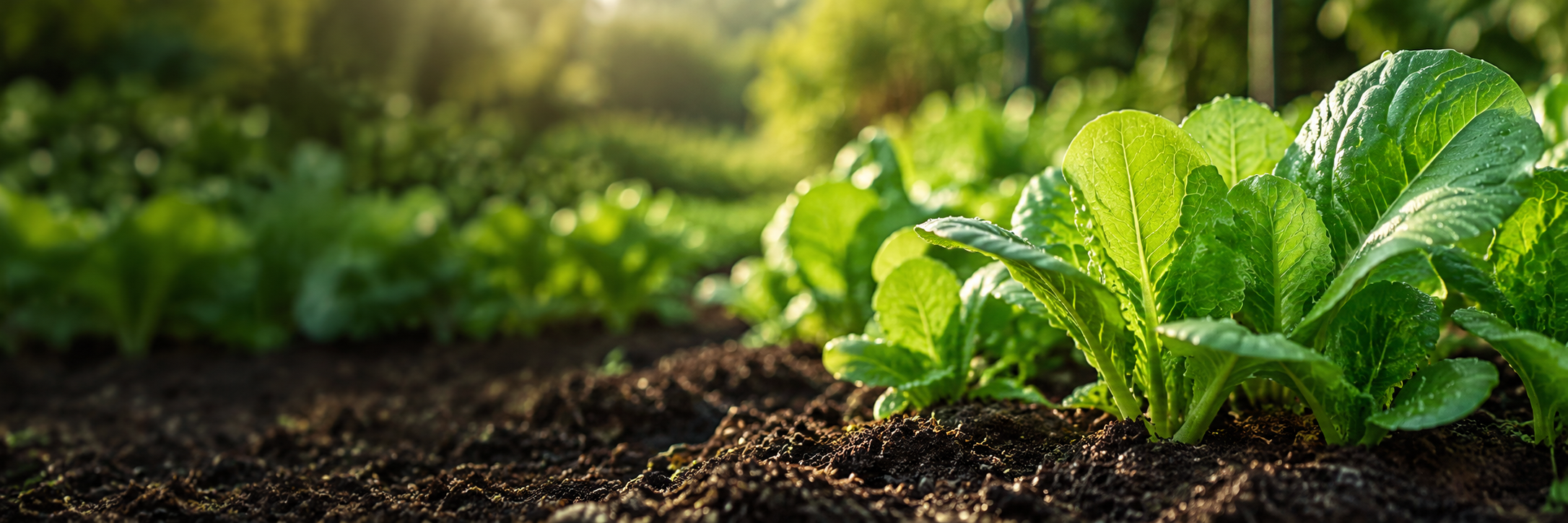 Green seedlings growing in rich soil